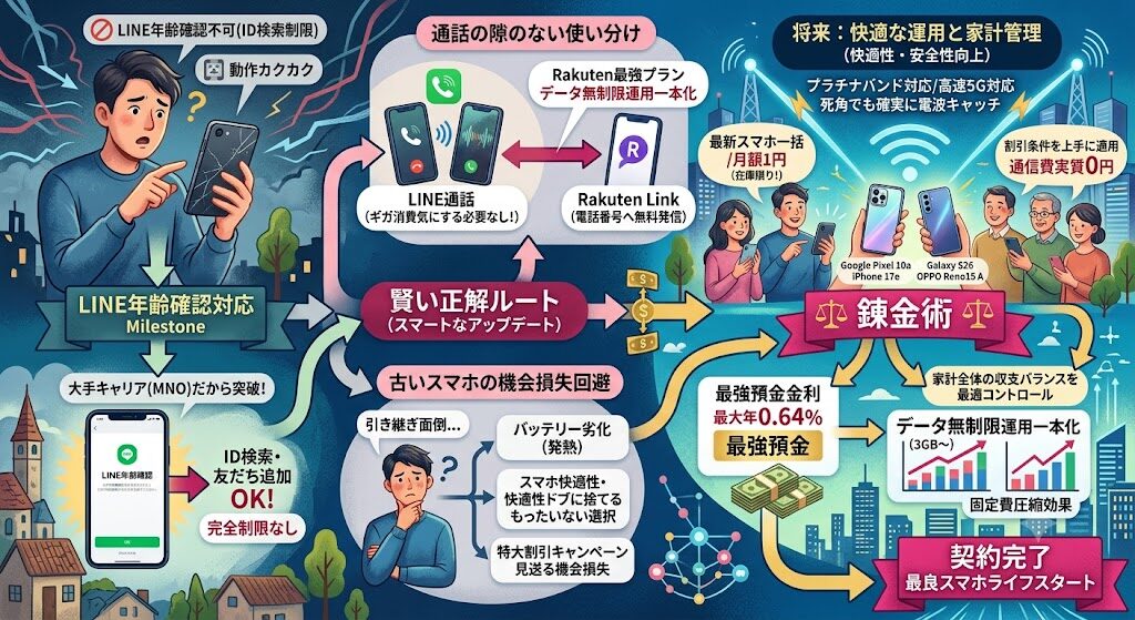 楽天モバイルでのLINE年齢確認対応と通話機能の使い分け手順