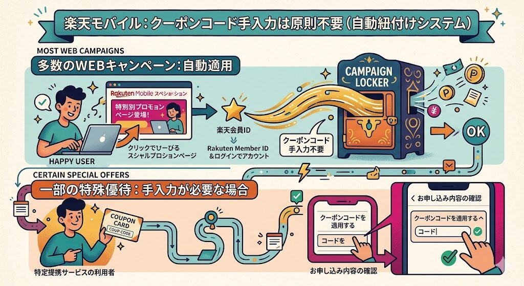 楽天モバイルのクーポンコード入力欄はどこ？申し込み時の正しい手順