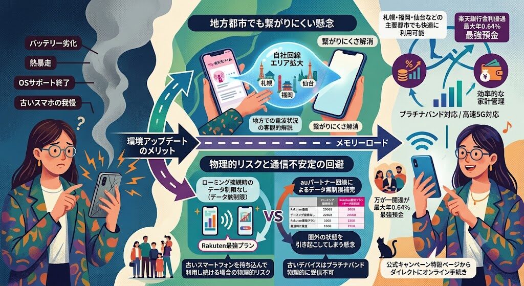 楽天モバイルは札幌・福岡・仙台で繋がる？地方都市の電波状況