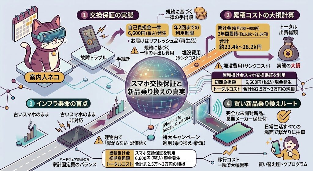 楽天モバイルのスマホ交換保証デメリット解説！自己負担金と損得のボーダーライン